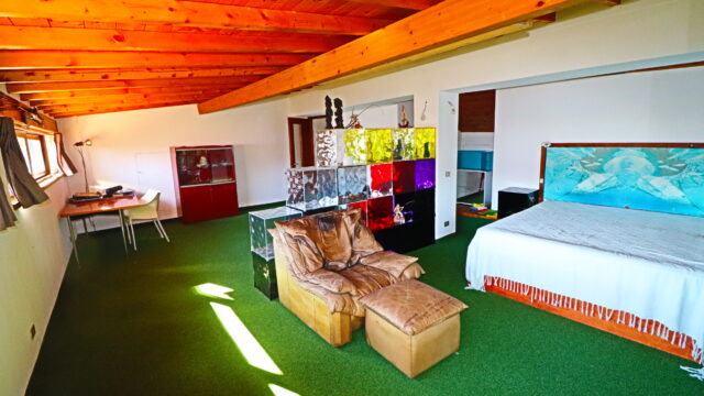 Villa con parco vista lago.